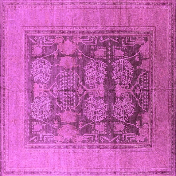 Ahgly Company Indoor Square Oriental Purple Industrial Area Rugs, 7' Square