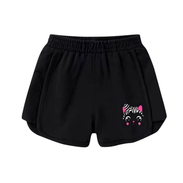 Odeerbi 3-9 Años Niñas Verano Algodón Dopaina Pantalones Cortos Impresión Linda Entrenamiento Deportivo Pantalones Cortos Cintura Elástica Pantalones Cortos Casuales