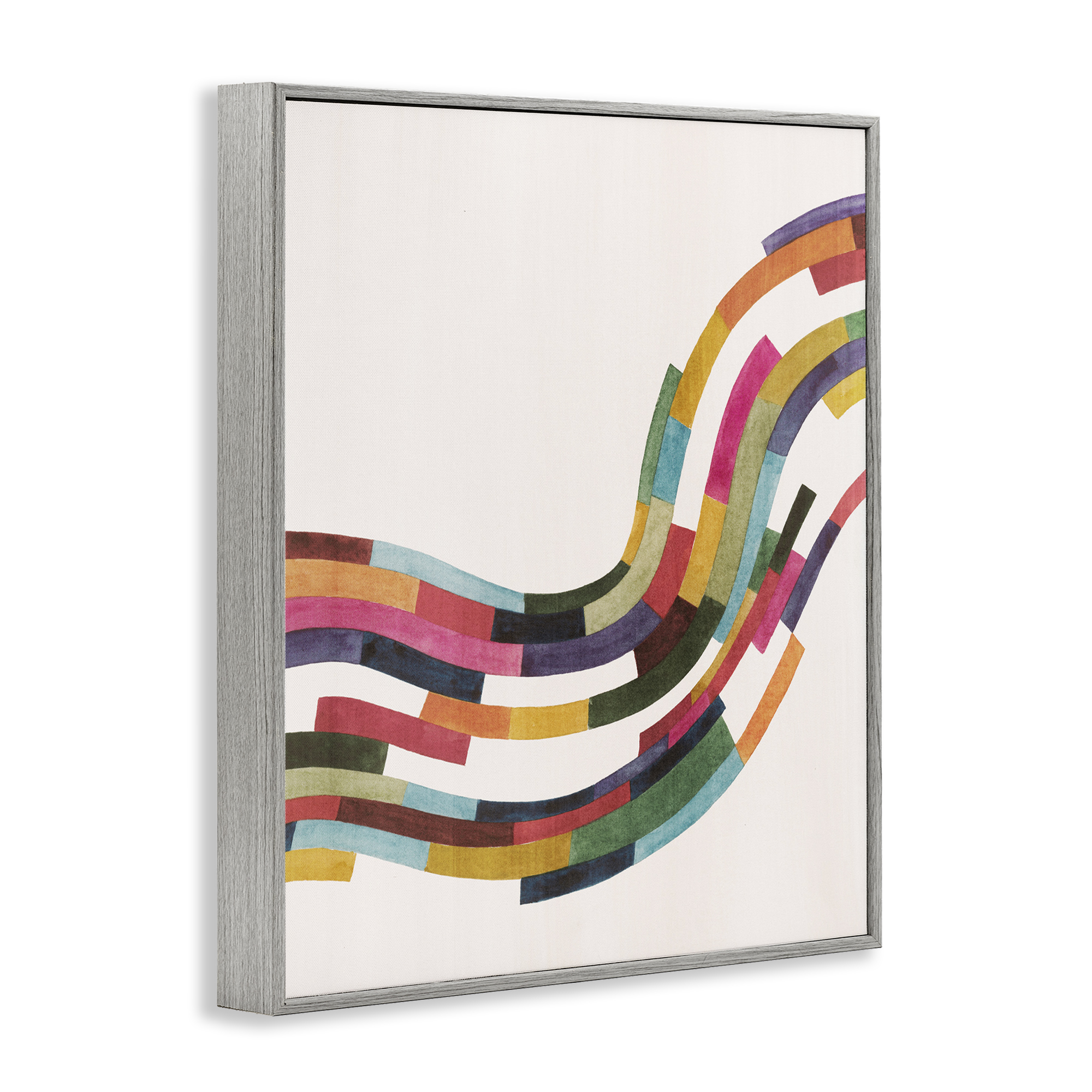 Stupell Industries Curved Geometric Wave Abstract Painting Gray Framed Art Print Wall Art, 24 x 30
