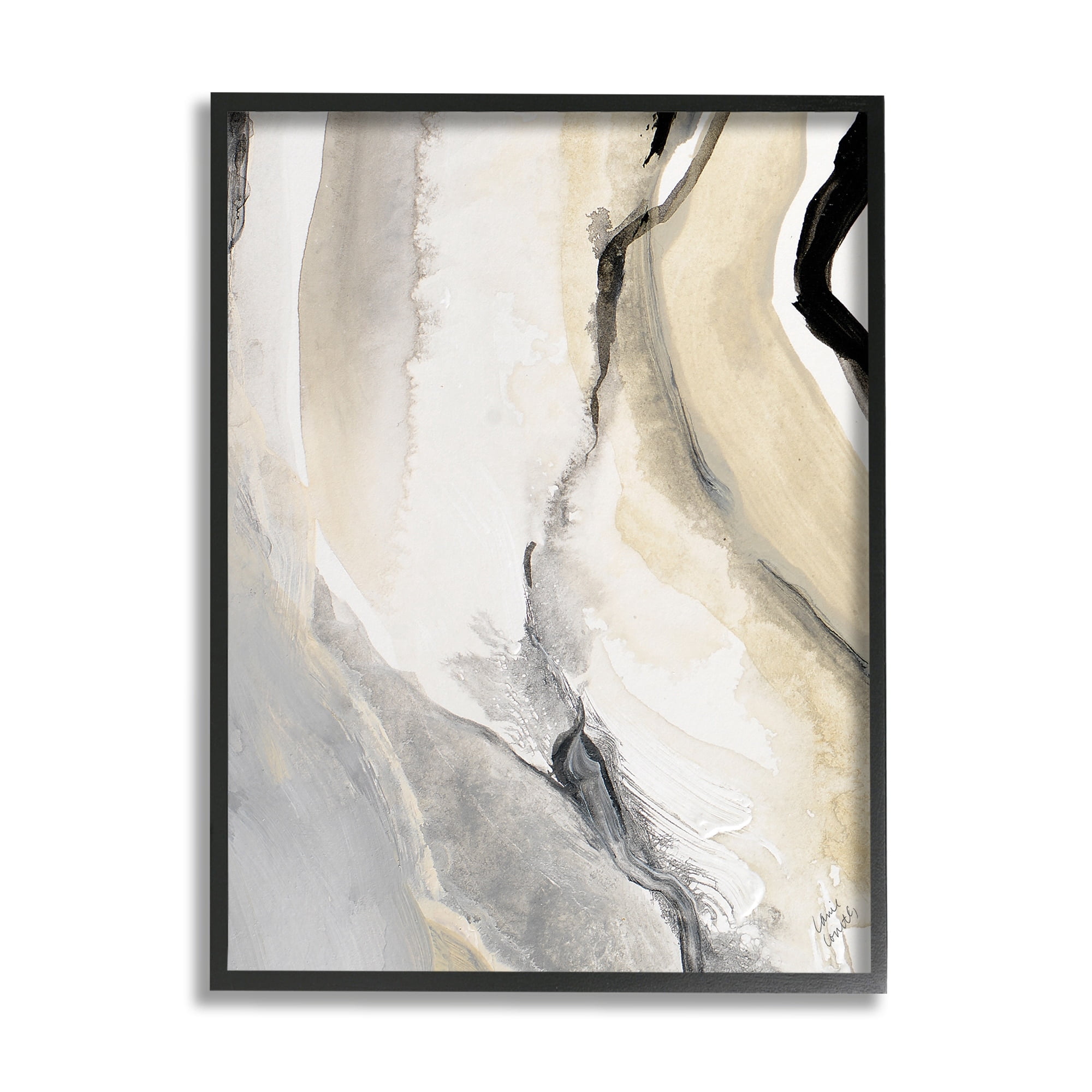 Stupell Industries Abstract Paint Strokes Fluid Beige Movement,24 x 30,Designed by Lanie Loreth