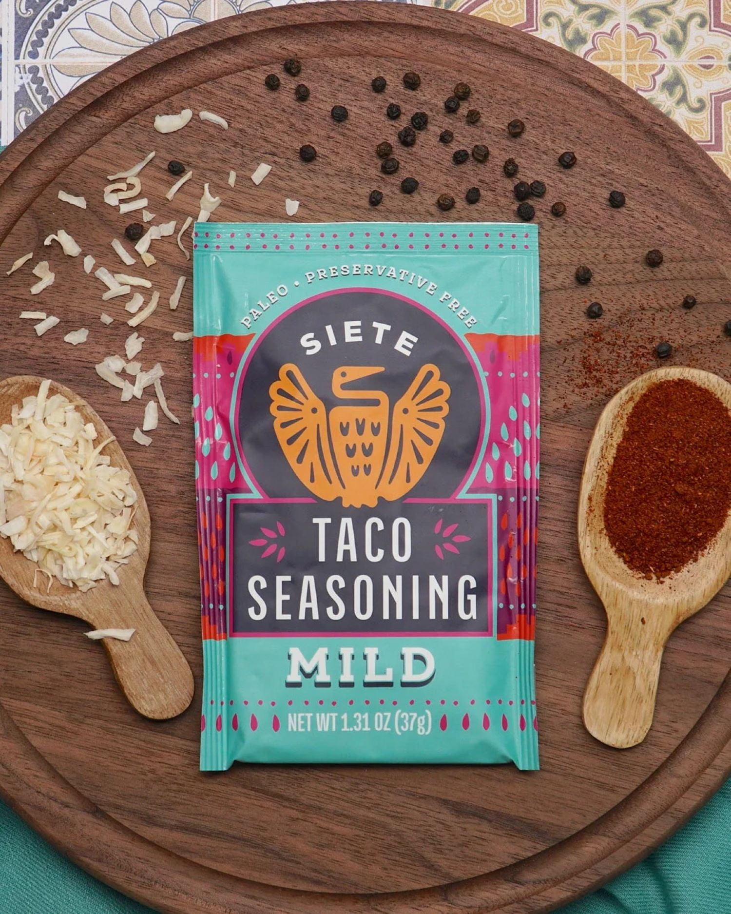 (2 pack) Siete Mild Taco Seasoning, Mixed Spice, 1.31 oz. Packet
