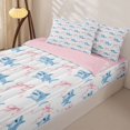 thumbnail image 3 of jejeloiu Watercolor Shark Ribbon Zipper Twin Comforter Sets with Fitted Sheet and 2 Pillowcases For Girls,Cute Nautical Bow Zipper Bedding Set,White Pink,Pink Reversible,4-Piece, 3 of 7