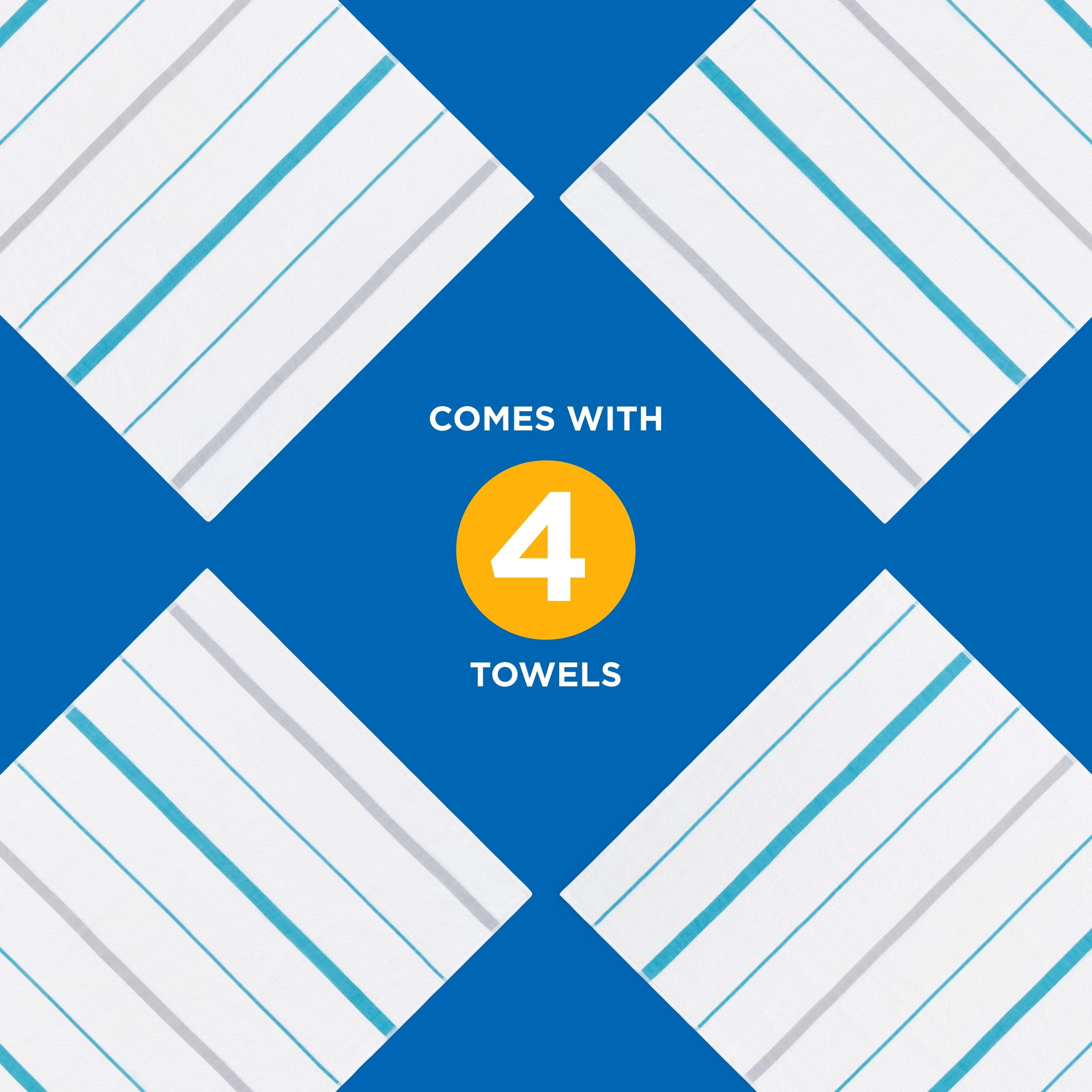 Kaufman - Terry Horizontal Sailor Stripes Beach Pool Towels - Set of 4 Pcs - 30in X 60in - 400 GSM - Luxury Hotel Towels 4-Pack (Turquoise)