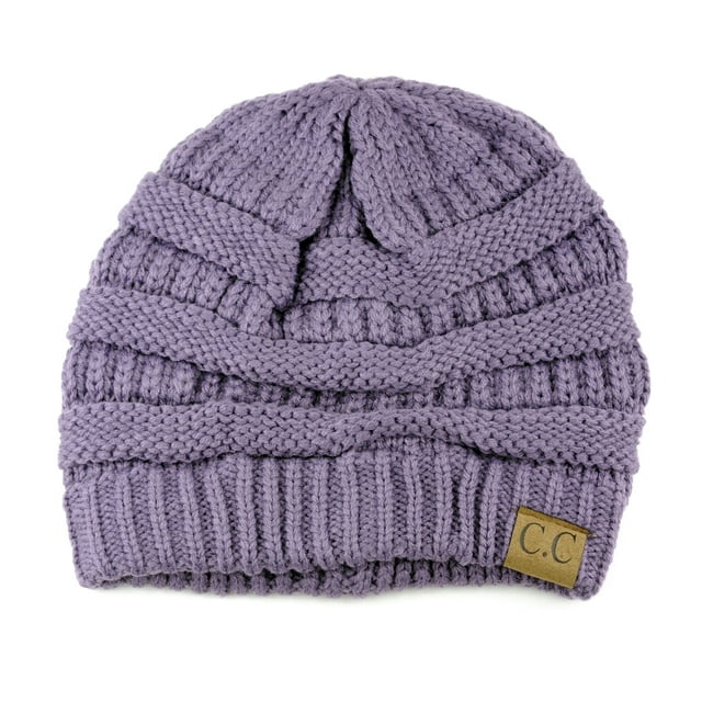 Bonnet Unisexe Tendance Chaud Chunky Doux Extensible Tricoté Crâne Chapeau 20a-Violet