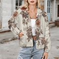 thumbnail image 3 of Jackets for Women Winter Coat Jackets Flannel Stand Collar Jacket(Floral Wood Background Pattern Design,Size:S-4XL), 3 of 7