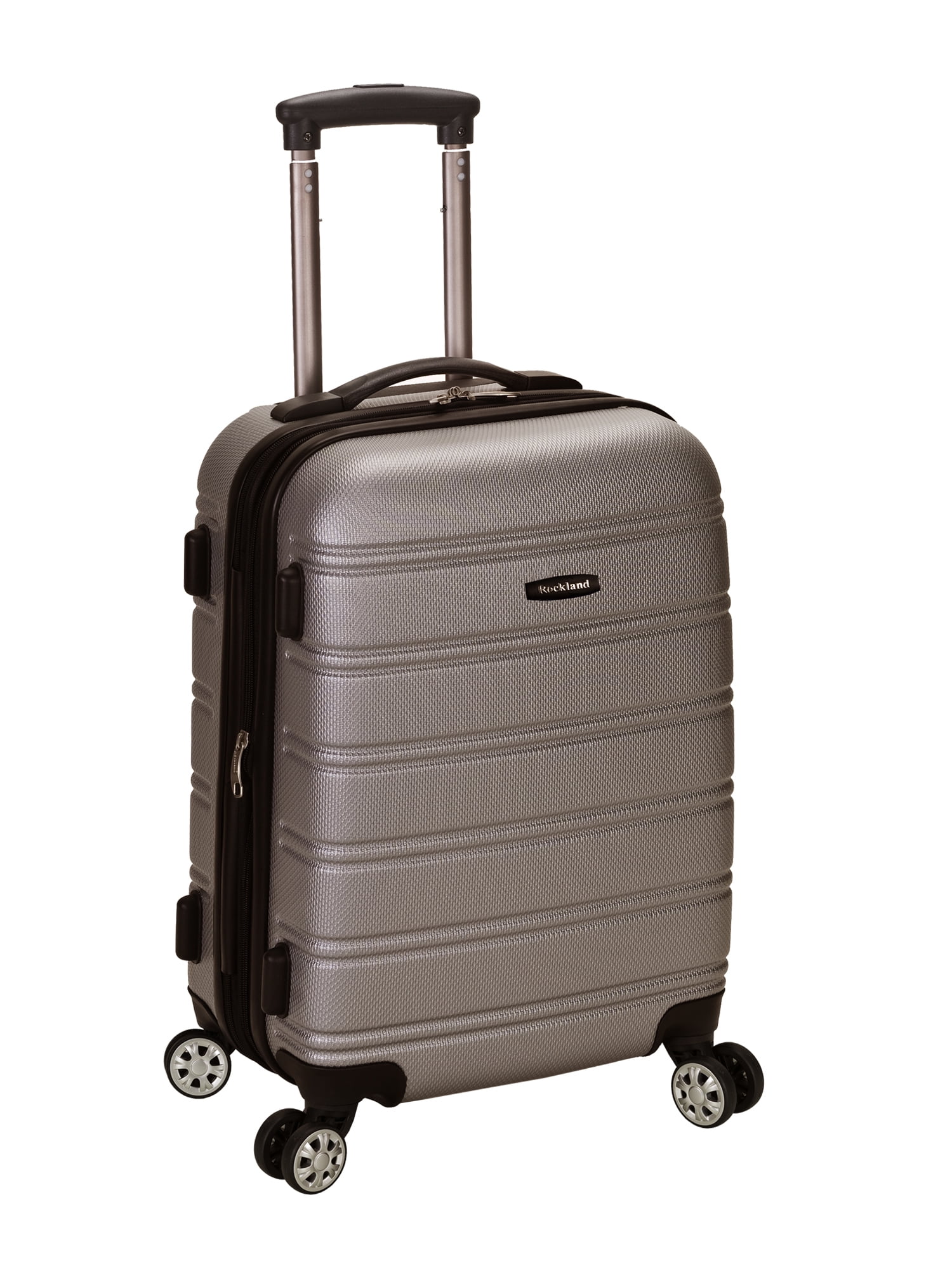 Rockland Melbourne 20" Expandable ABS Carry On Spinner Suitcase - Silver