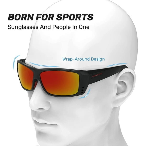 Sports Polarized Sunglasses for Men Women,Wrap Around Design