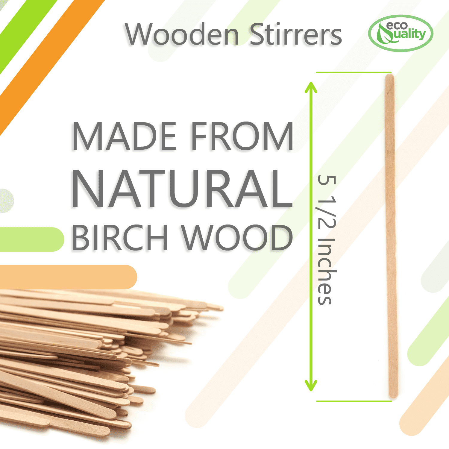 1,000 Count - 5.5-Inch Birch Wood Coffee Stirrers, Stir Sticks Smooth Splinter-Free Design, Made of Renewable, Eco-Friendly Wood