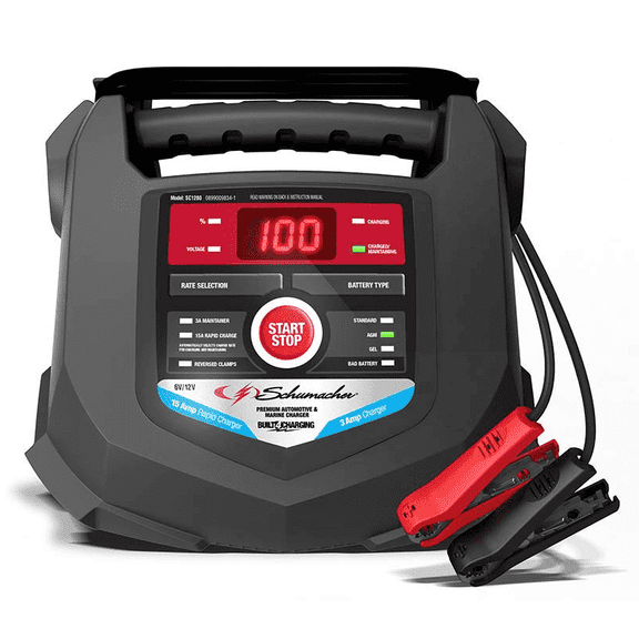 Schumacher Electric Car Battery Charger 12V/6V - 15A Rapid Battery Tender & Trickle Charger, Maintainer for Automobile & Marine Batteries (AGM/Gel/Deep Cycle) - SC1280