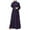 Purple, variant on Women's Long Sleeve Button Down Casual Solid Color Round Neck Maxi Dress Modest Muslim-Friendly Robe Design for Relaxed Outings and Home Wear,Gray XL