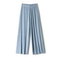 thumbnail image 3 of REALiKUN Womens Summer Ice Silk Pants Elastic High Waist Straight Wide Leg Palazzo Pants Casual Loose Pleated Trousers, 3 of 3