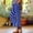 Blue2#, variant on Caywon Women's Fashion Printed Linen-Like Pants Elastic Waist Casual Trousers with Pockets Button Decorated Split Cuffs Straight Leg Loose Full-Length Pants for Daily Wear