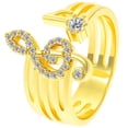 thumbnail image 1 of Miangastore Bague Notes de Musique Bague Réglable avec Strass pour Usage Quotidien, 1 of 8