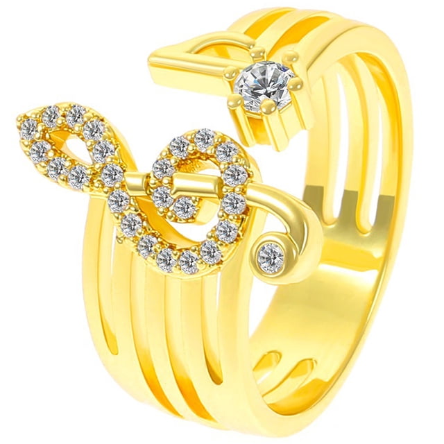 Miangastore Bague Notes de Musique Bague Réglable avec Strass pour Usage Quotidien