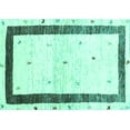 thumbnail image 1 of Ahgly Company Machine Washable Indoor Rectangle Solid Turquoise Blue Modern Area Rugs, 2' x 5', 1 of 4