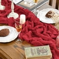 thumbnail image 4 of Camino de mesa Artoid Mode Boho, gasa roja, 3 piezas, 3,5 x 300 cm, 4 of 7