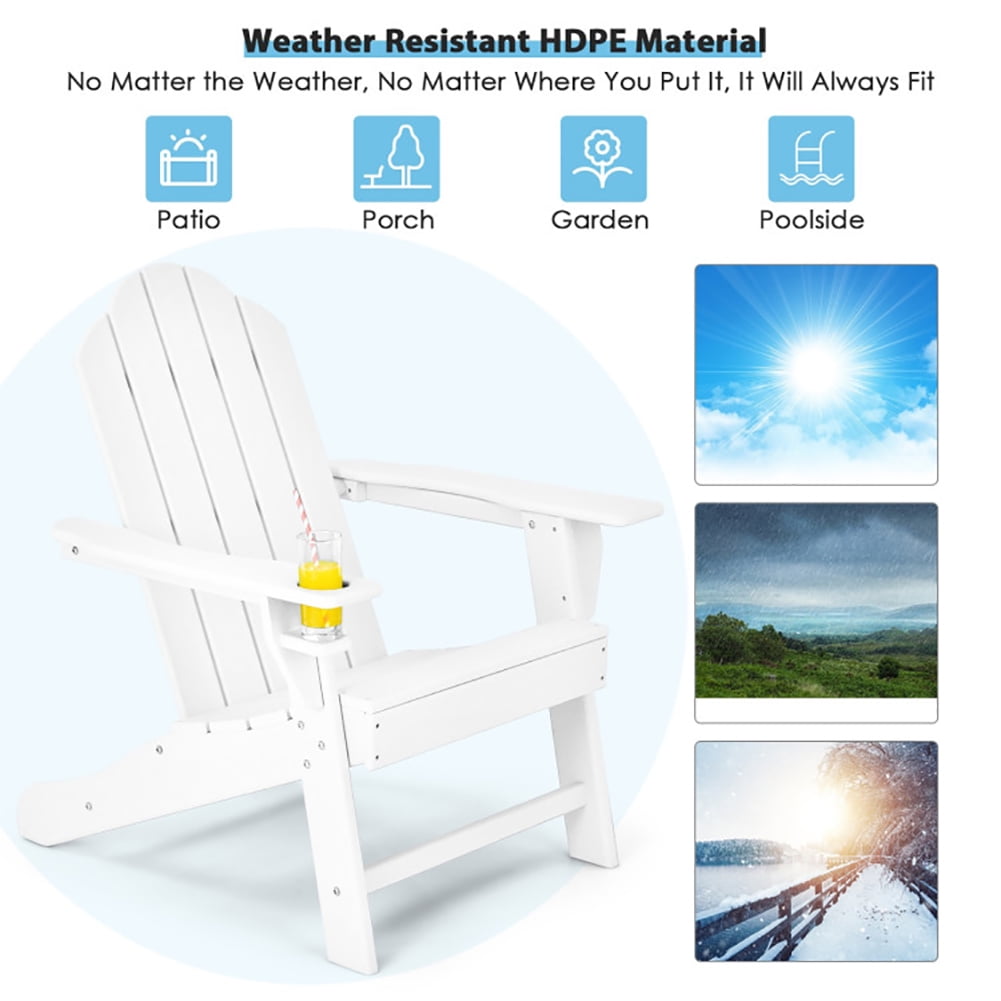 Aimee Lii Outdoor Adirondack Chair with Built-in Cup Holder for Backyard Porch, Outdoor Patio Furniture, White Aimee Lii Outdoor Adirondack Chair with Built-in Cup Holder for Backyard Porch, Outdoor Patio Furniture, White