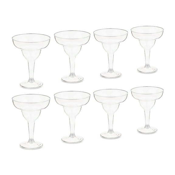 Clear Plastic Margarita Glasses, 10.8 fl oz, 8 Pieces, by Way To Celebrate