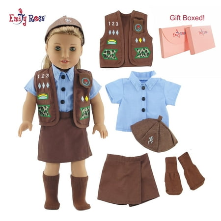 Emily Rose 18 Inch Doll Modern 5 Piece Brownie Uniform Outfit with Unique "Skort"! | Gift Boxed! | Fits 18" American Girl and Similar Dolls