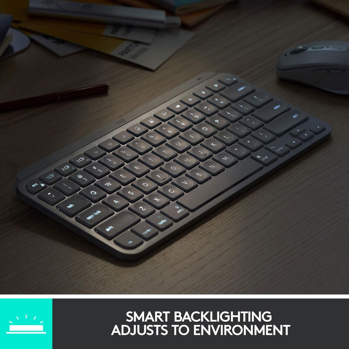 Logitech MX Keys Mini Minimalist Wireless Illuminated Keyboard, Compact, Bluetooth, Backlit, USB-C, Metal Build, Black
