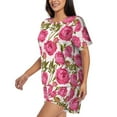 thumbnail image 2 of Bixox Women's Rose Flowers Printed Pajama Set 2 Piece Lounge Set Top and Shorts Soft Pajamas, Shorts with Pockets, 2 of 7