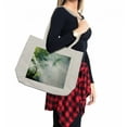 thumbnail image 2 of Rainforest Shopping Bag, Sunbeam Between Shadows of Trees Idyllic Scenery of Solitude in Jungle Theme, Eco-Friendly Reusable Bag for Groceries Beach and More, 15.5" X 14.5", Cream, by Ambesonne, 2 of 2