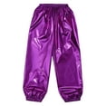 thumbnail image 5 of Xnihocha Kids Girls Boys Trousers Metallic Sparkle Hip Hop Jazz Modern Dance Pants Loose Fit Streetwear Purple 120, 5 of 7