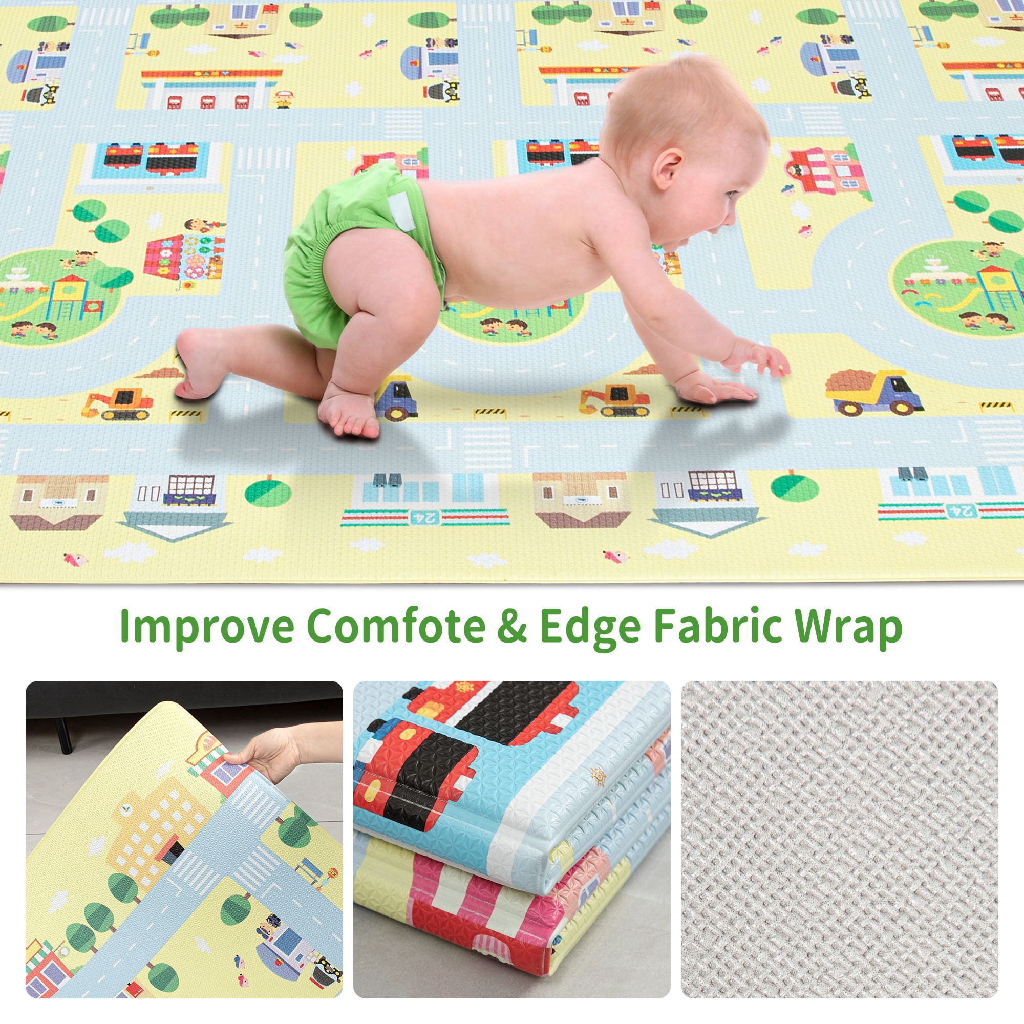 RAY STAR 55x90.5x0.39in Baby Play Mat, Reversible Crawling play mat Thickness Soft Mat