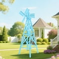 thumbnail image 3 of Ktaxon 6ft Tall Wooden Windmill Cross Stitch Design 2-Tier Large Outdoor, Blue, 3 of 8