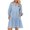 Light Blue, variant on Women's Stripe Tiered Shift Dress with Pockets Fifty Percent Polyester and Fifty Percent Cotton Fabric Easy care