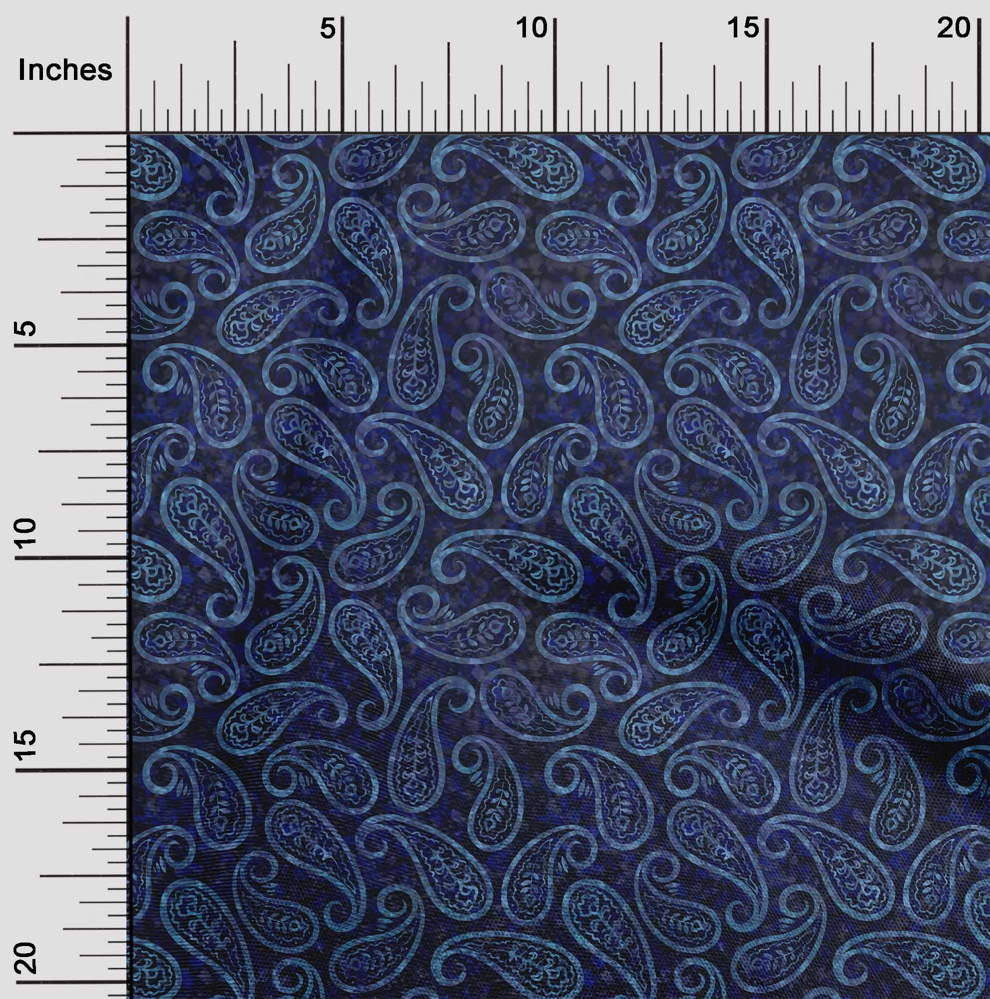 oneOone Cotton Poplin Blue Fabric Paisleys Quilting Supplies Print Sewing Fabric By The Yard 56 Inch Wide