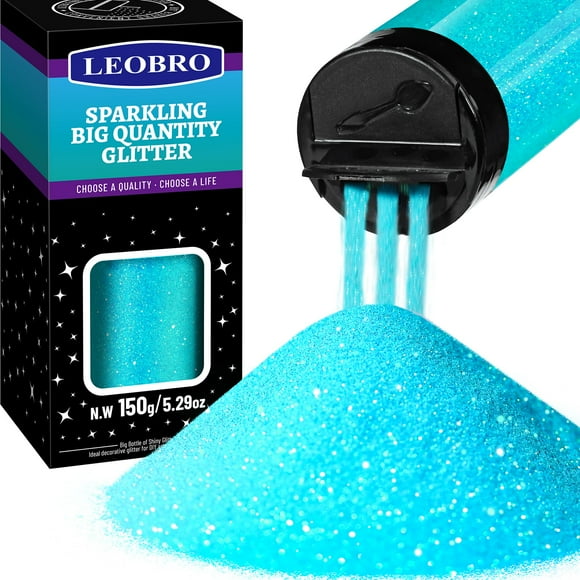 Leobro Brillo Azul 150 G/5.29 Oz Brillo Extra Fino Brillo De Resina En Polvo Brillo Artesanal Para Resina Brillo Flores Uñas Cuerpo Decoración De Fiesta Fiesta Iridiscente Brillo Azul Claro