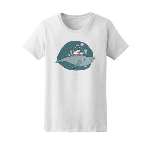 Beautiful Whale Holding A City T-Shirt Women -Image by Shutterstock, Female Small
