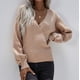 thumbnail image 2 of Gibobby Suéteres mujer, Suéter holgado de punto con cuello en V, para mujer, casual, ligero(Caqui,M), 2 of 4