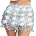 thumbnail image 5 of UQJfacai Sparkly Sequin Fringe Skirt Light Up Tassel Shorts Belly Dance Skirts Rave Festival Outfits for Women, 5 of 6