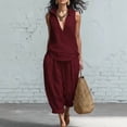 thumbnail image 5 of Spring/Summer Women's Simple Collared Shirt and Wide-Leg Pants Two-Piece Set, 5 of 6