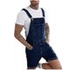 thumbnail image 1 of Hombres Casual Moda Sólido Pecho Bolsillo Denim Pantalones Cortos Rasgados Tipo Recto Monos, 1 of 5