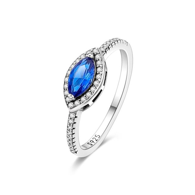 Anillos de plata 925 para mujer, joyería Popular de cristal azul, flor de Corazón Dorado, fiesta de boda, oro rosa, venta al por mayor
