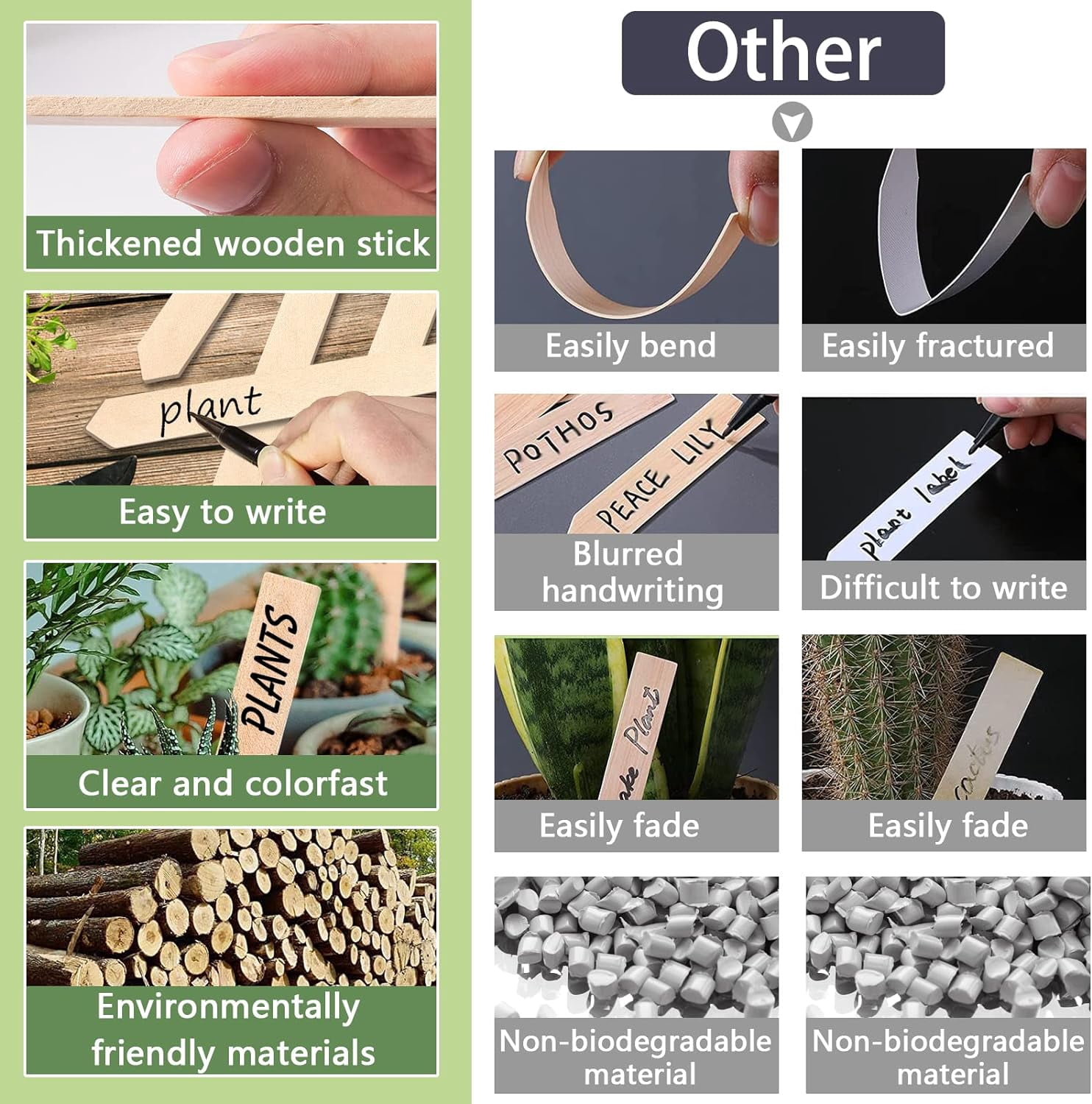 50Pcs Wooden Plant Labels Plant Tags 6 Inch Garden Plants Markers Waterproof Seed Labels Markers Sticks Outdoor Garden Label Stakes Sign Wooden Plants Name Tags for Seedling Vegetables Flower