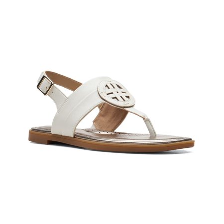 

Clarks Womens Reyna Glam Faux Leather Slingback Flat Sandals