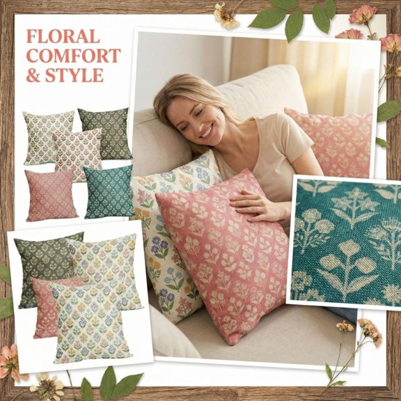 Pack Of 1 Boho Floral Pattern Pillow Cover, Soft Decorative Square Pillow Case With Vibrant Botanical Prints, Breathable & Durable Cushion Cover For Living Room Couch, Bedroom,