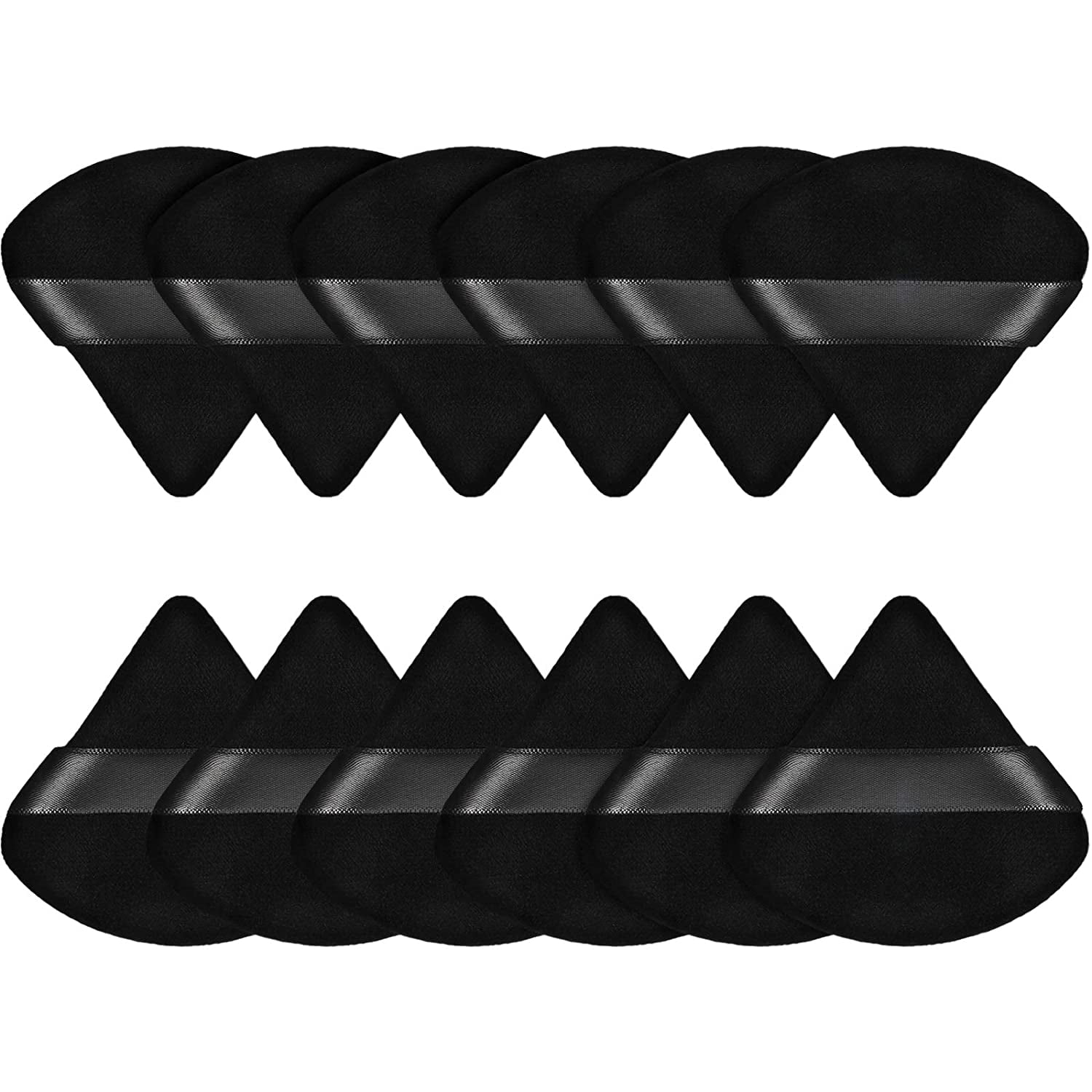 12 Pieces Powder Puff,JOJOIN Face Triangle Makeup Puff for Loose Powder Soft Body Cosmetic Foundation Sponge Mineral Powder Wet Dry Makeup Tool (Black)