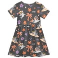 thumbnail image 2 of Shark Palm Tree Pattern Girls Short Sleeve Dress A Line Sun Protection Breathable Comfort Sundress 2T, 2 of 8