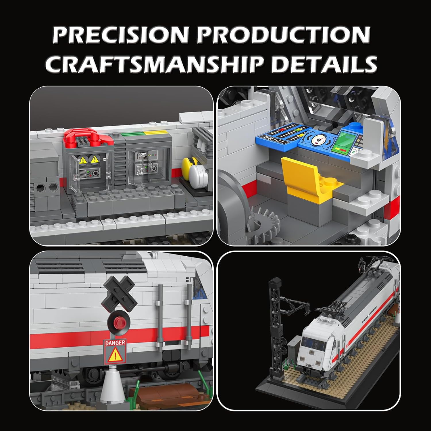 Reobrix Train Building Blocks Set 66802, German BR101 Electric Locomotive Building Toy Model Kit, Collectible Rail Train Display Model for Home Decor, Birthday Gifts for Adults Boys 14+ (1928 PCS)
