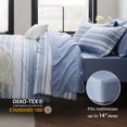 thumbnail image 4 of Juego de edredón Bedsure King, blanco y azul a rayas, 7 piezas, 4 of 9