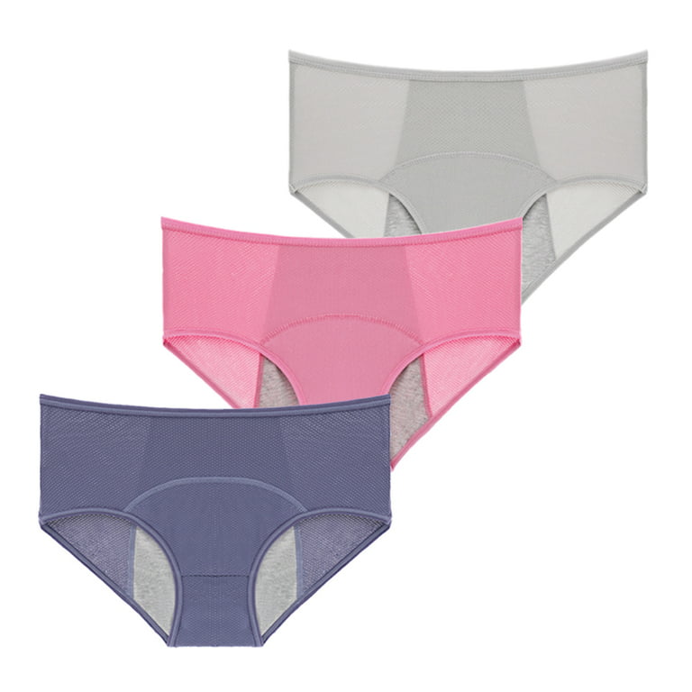 3 Pack Women Menstrual Panties Teen Girls Period Underwear Breathable  Leak-Proof Cotton Protective Briefs(Regular & Plus Size)