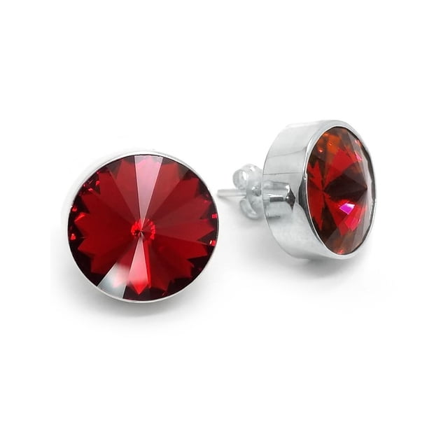 Aretes Zvezda Rivoli color Scarlet plata .925, P Zvezda ZAR-RIV14-SCA-P