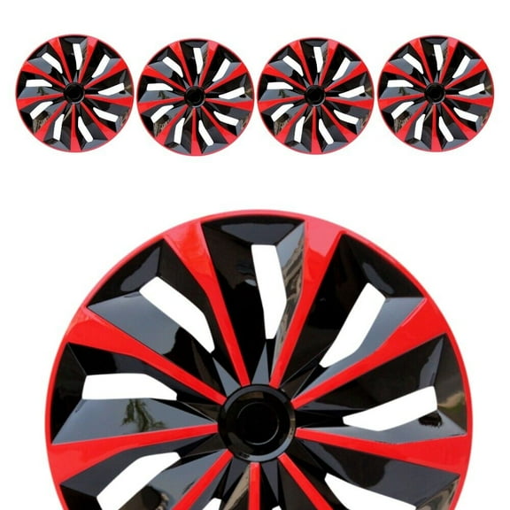 Premium 15" Wheel Covers & Hub Caps ABS Red, 4 Pack