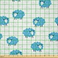 thumbnail image 2 of Ambesonne Fairytale Fabric by the Yard Microfiber, Cartoon Sheep and Clouds, 10 Yards, Deep Sky Blue White Grey, 2 of 2