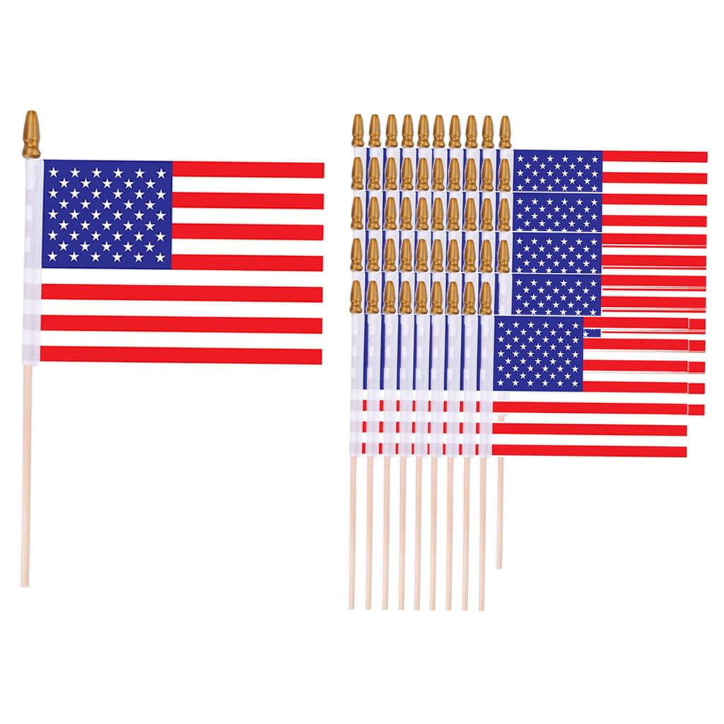 50x Handheld American Stick Flags Mini USA Flag for Memorial Day 4th of July 